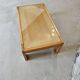 Designer coffee table 1970-1980 in kois elm and glass