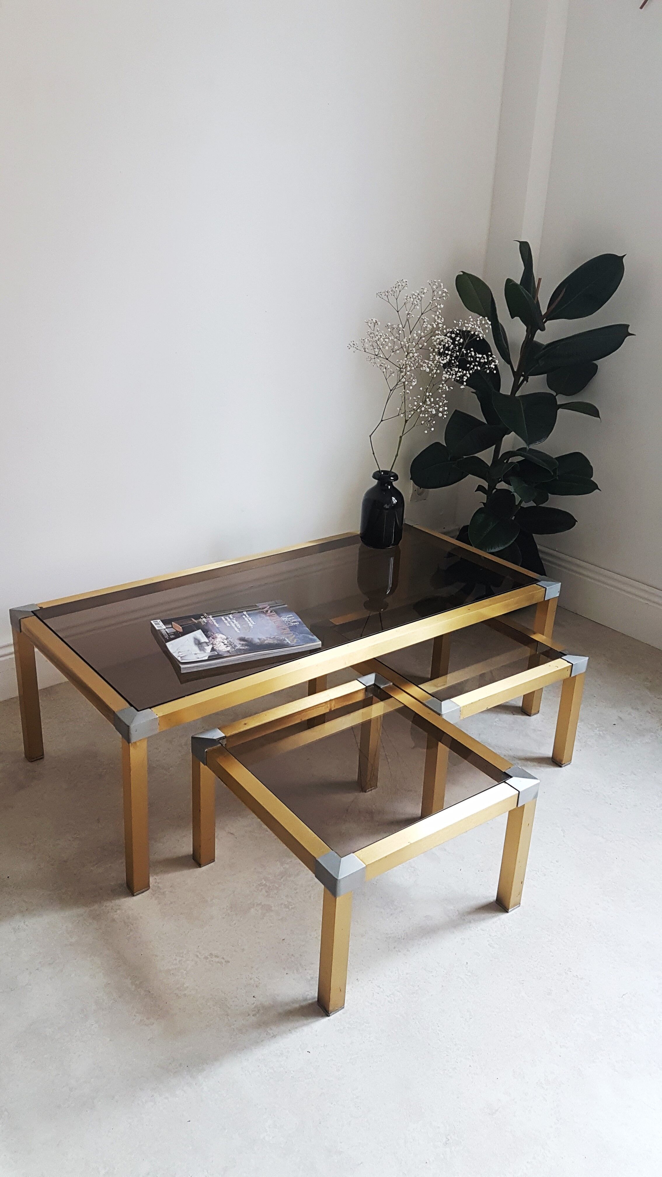 Trio of Golden vintage tables
