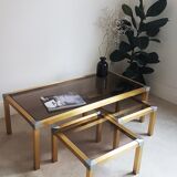 Trio de tables dorées vintage