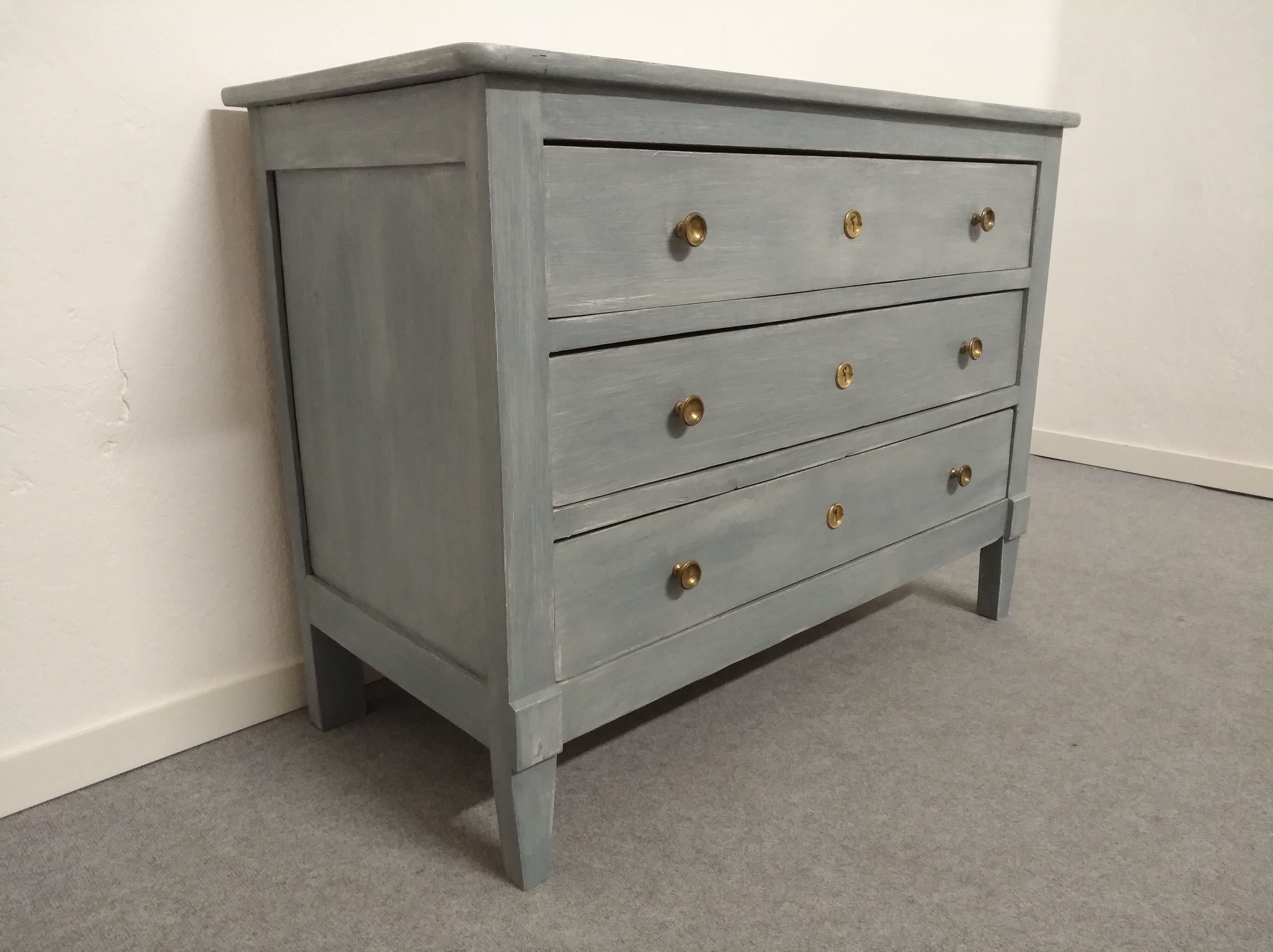 Chest of drawers blue/grey lasured board
