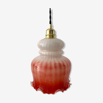 Walking suspension in red and white opaline electrified to nine