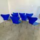 Lot 8 blue chairs series 7 design Arne Jacobsen for Fritz Hansen Denmark vintage