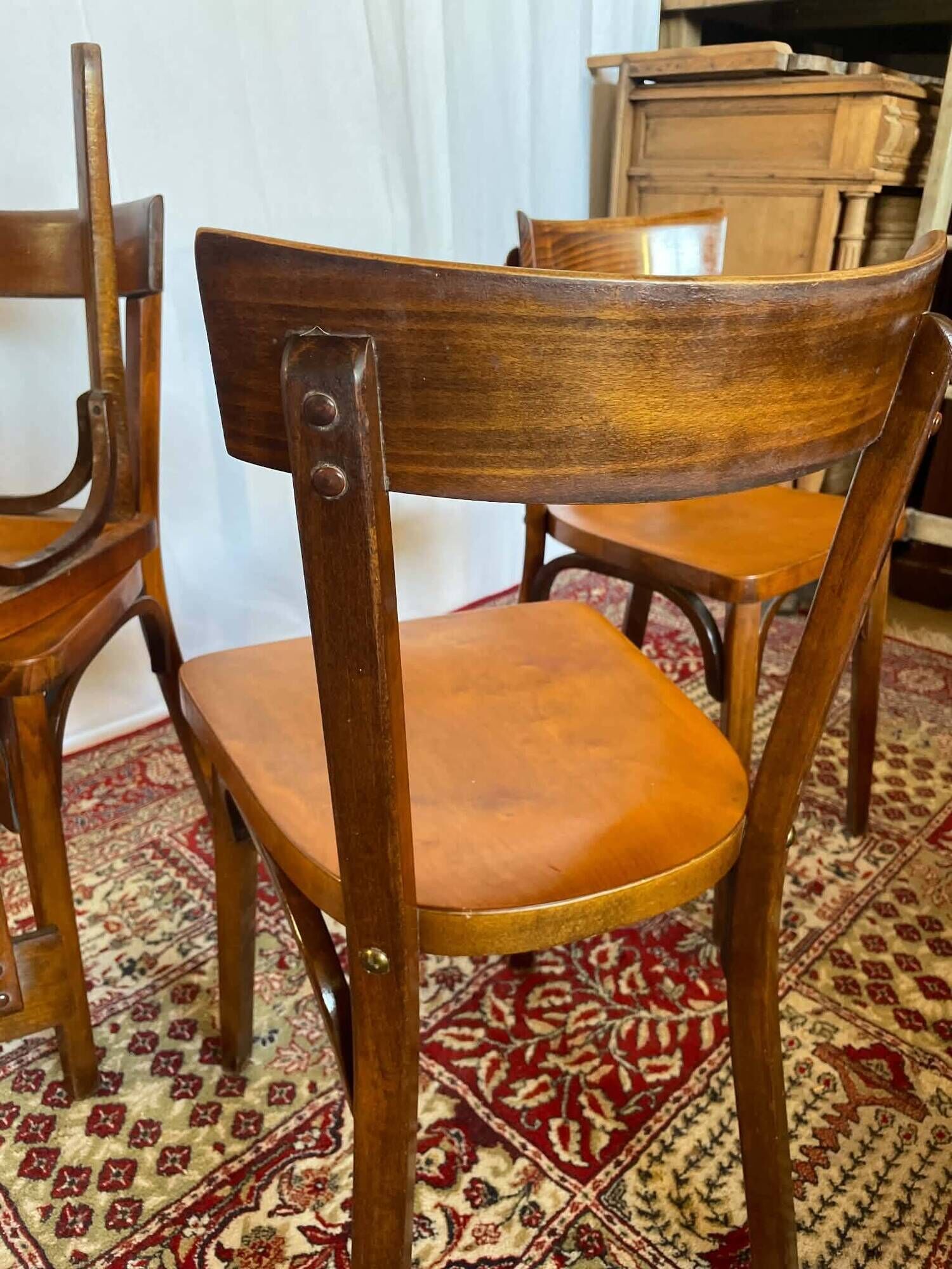 Set of 4 vintage Baumann wooden chairs – Bistro style