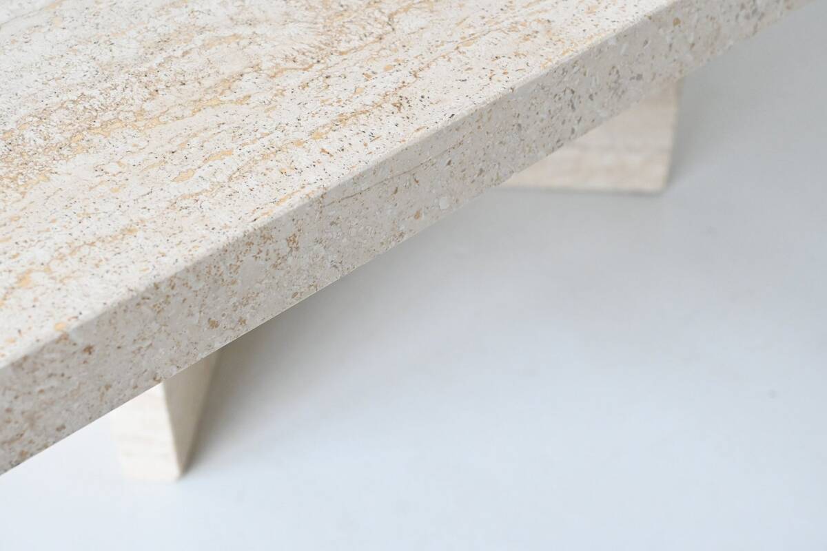 Paul Kingma artwork coffee table in travertine, The Netherlands, 1980