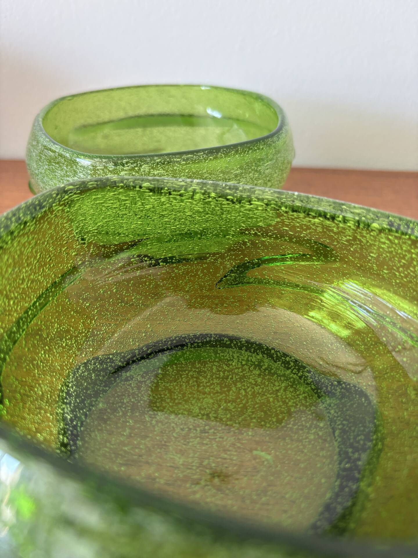 Lot de 2 coupelles en verre soufflé vert vintage Coupelles artisanales