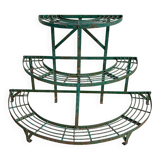 Porte plante demi-lune en fer forgé vert 1930
