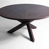 Grande table à manger ronde de Gerard Geytenbeek en bois wengé, Belgique 1960