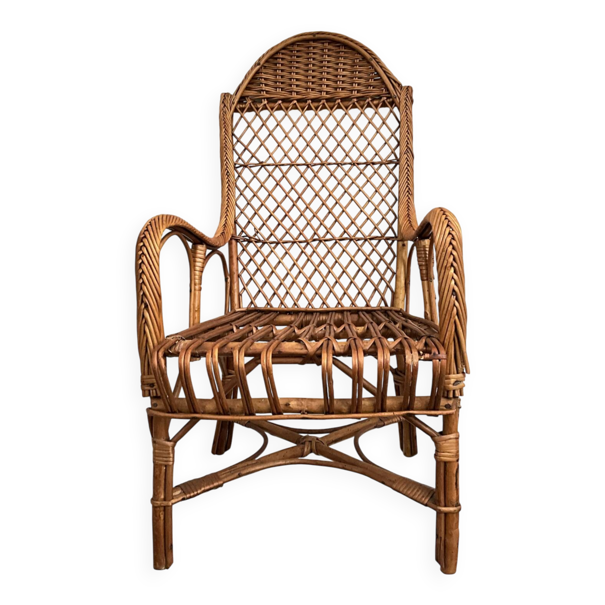 Fauteuil enfant rotin dossier haut