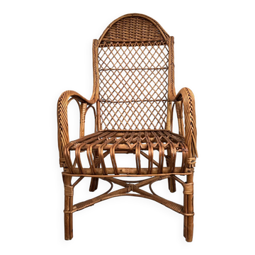 Fauteuil enfant rotin dossier haut