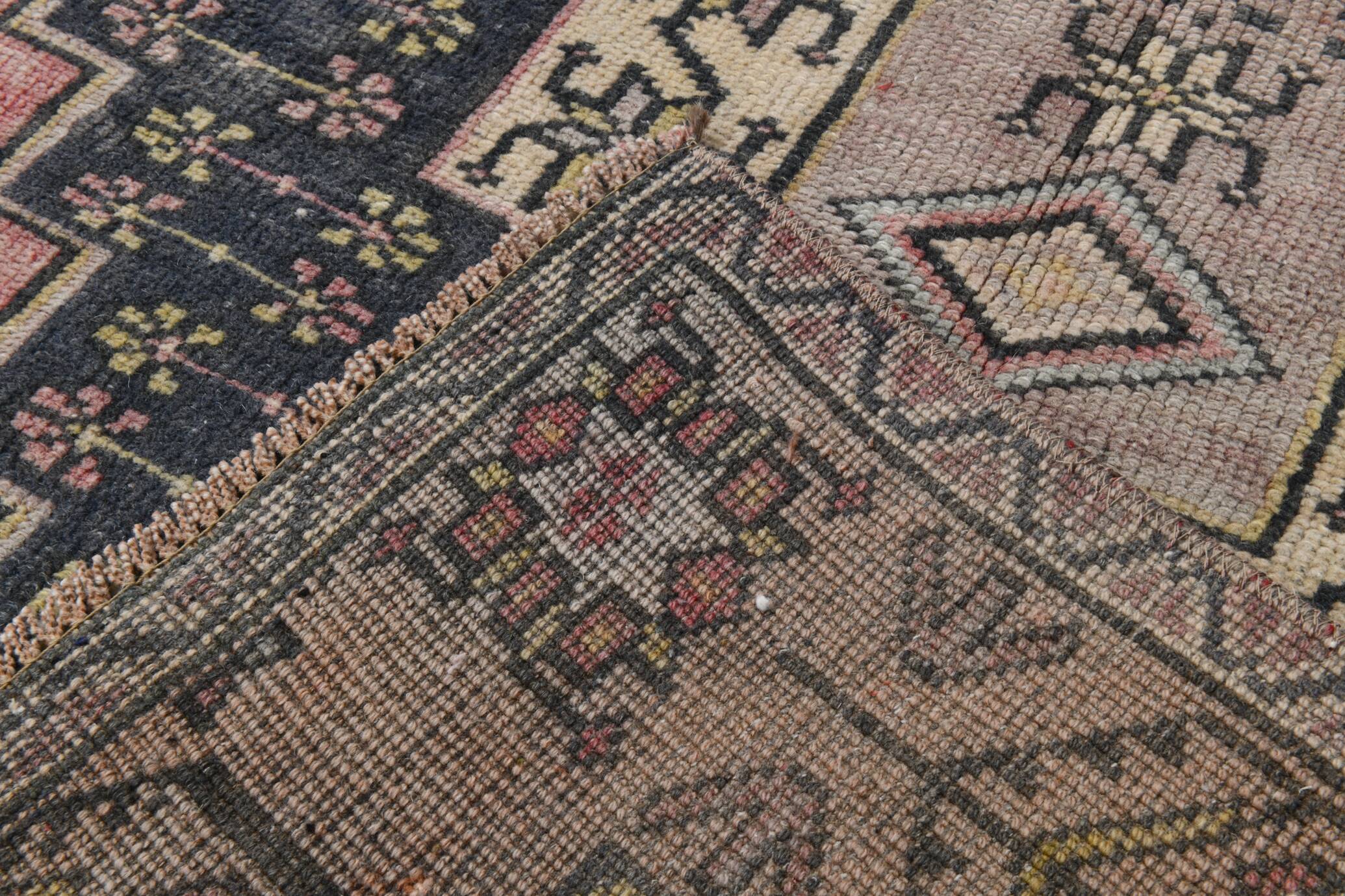 Pink & Navy Blue Persian Rug, 123x234Cm