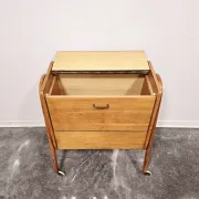 Rare 1970s Danish-Style Wooden Cabinet on Wheels | Vintage Nightstand,