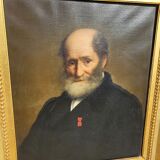 Oil painting on canvas of a bearded character of the xix th century