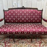 Banquette de style Louis XVI tissu bordeaux