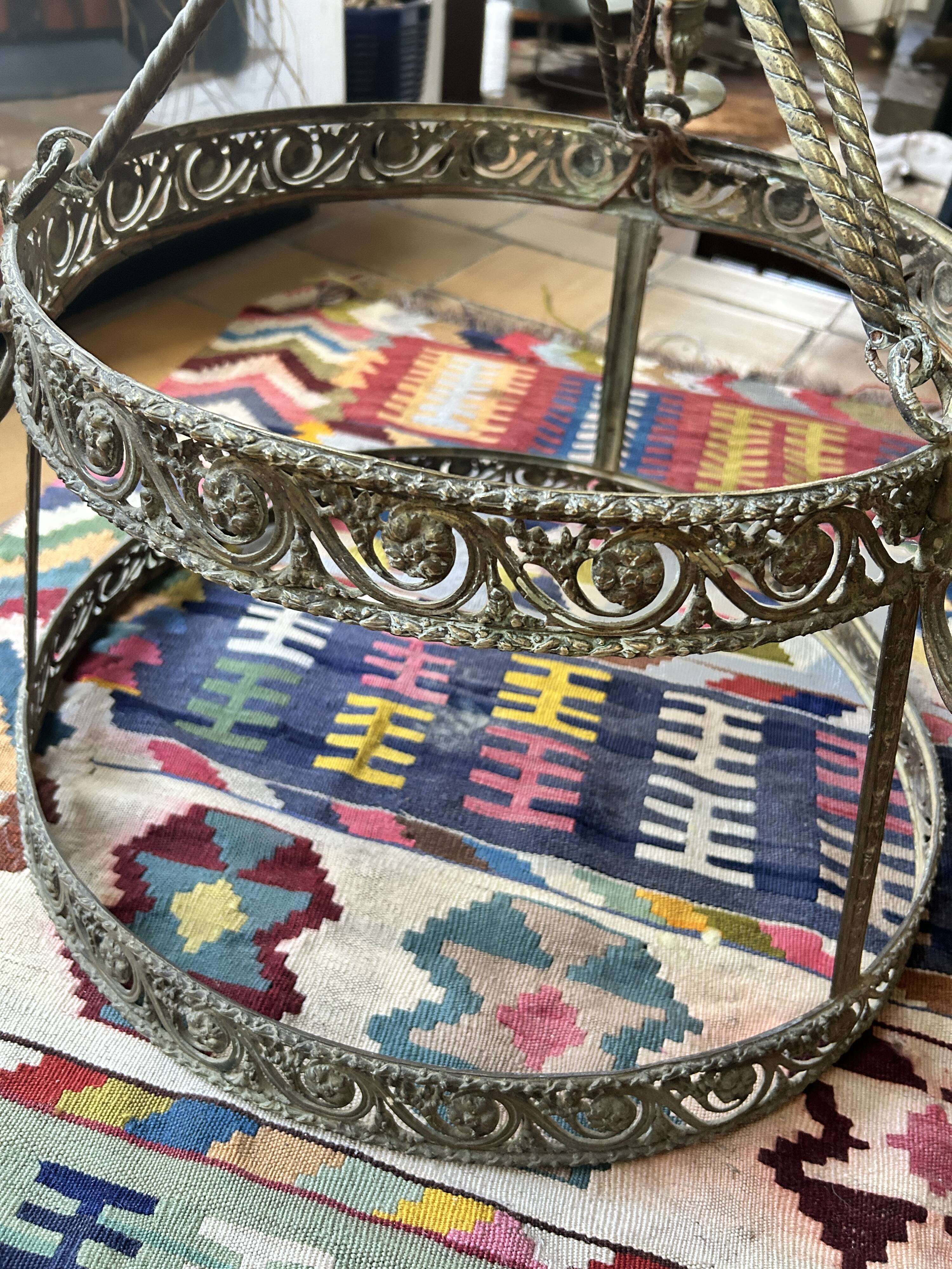 Brass chandelier from the early 20th century.