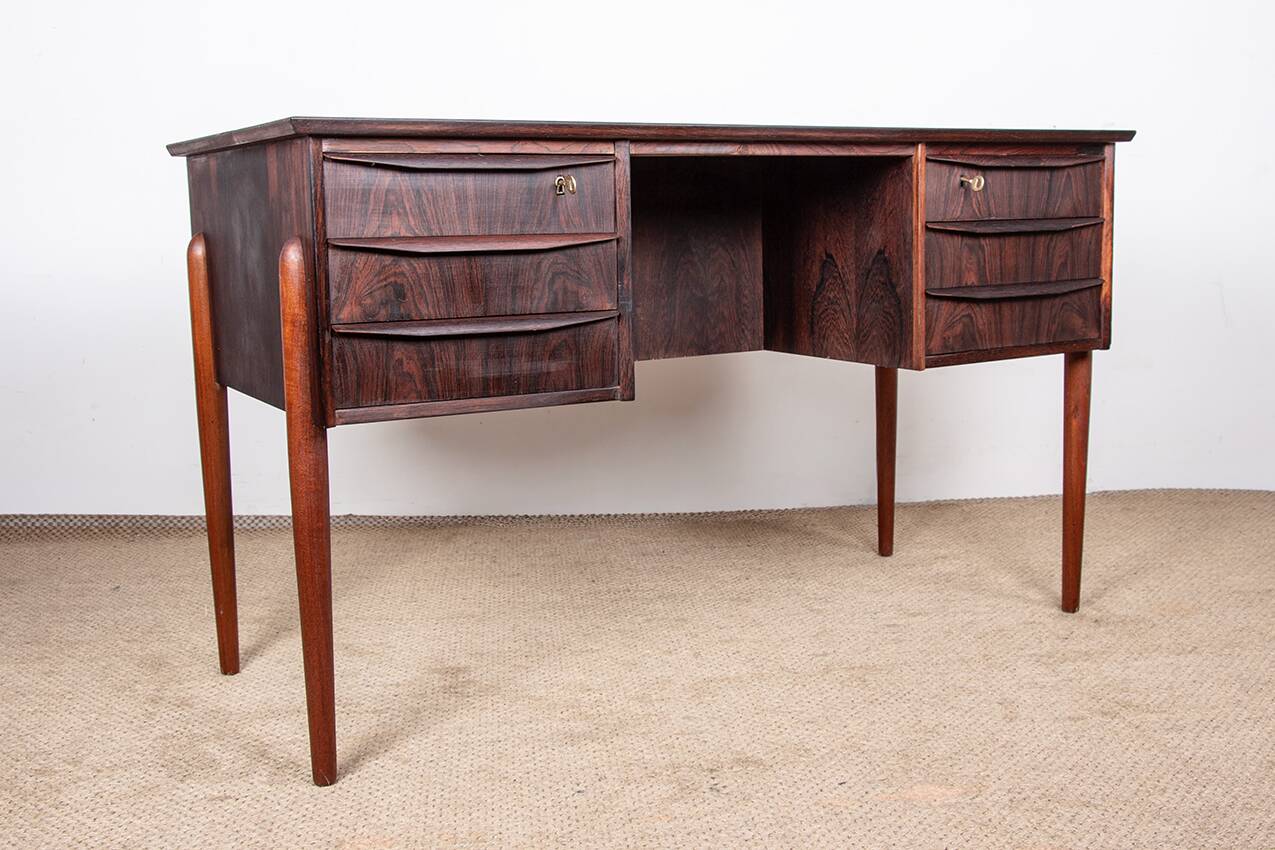 Bureau danois en palissandre et piètement en teck, Johannes Andersen 1960