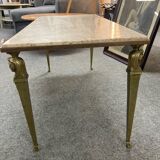 NIII style coffee table brass and travertine