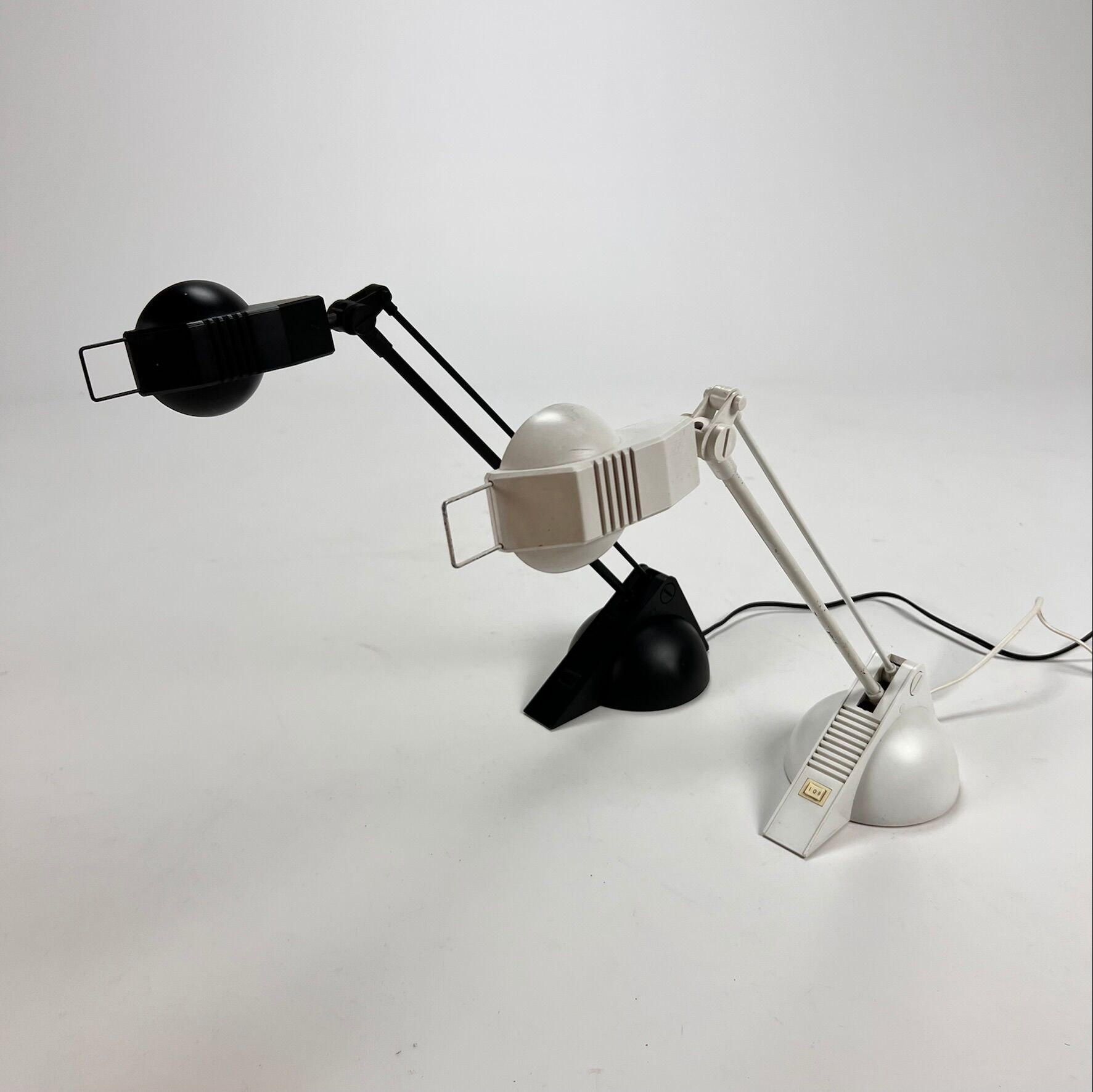 Set of 2 postmodern design desk lamps, 1980s