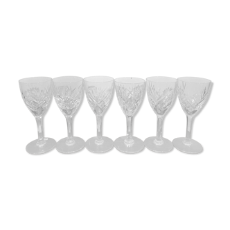 6 glasses of St. Louis crystal wine chantilly style