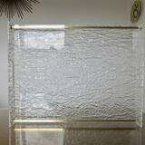 Très grand plateau "Roche Bobois" en plexiglas et laiton massif, années 70