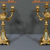 Pair of candelabra in gilded spelter and onyx – 1940