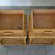 Pair of woven wicker and bamboo bedside tables, 70s/80s.