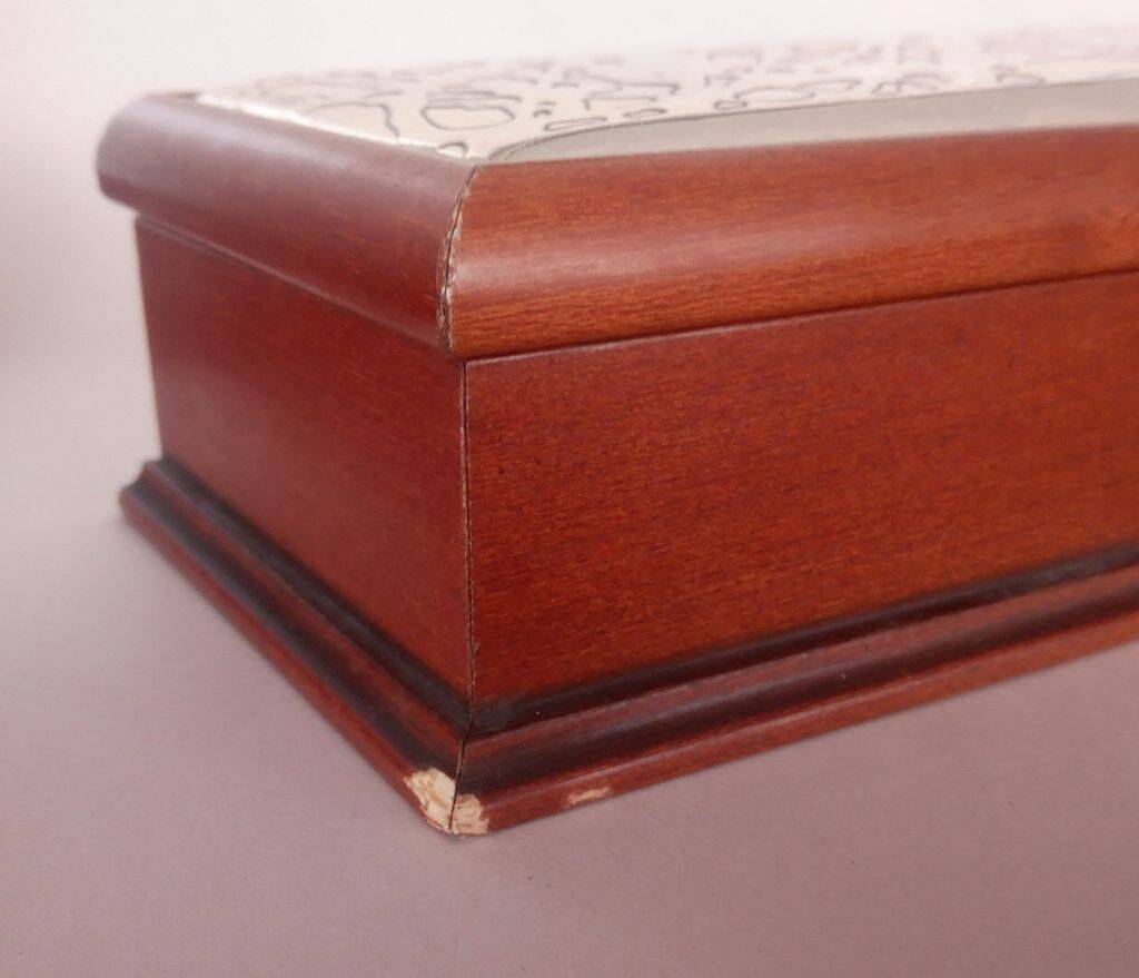 Italian Zeta Studio D'Arte Silver wooden Box w/ Sterling Silver Top