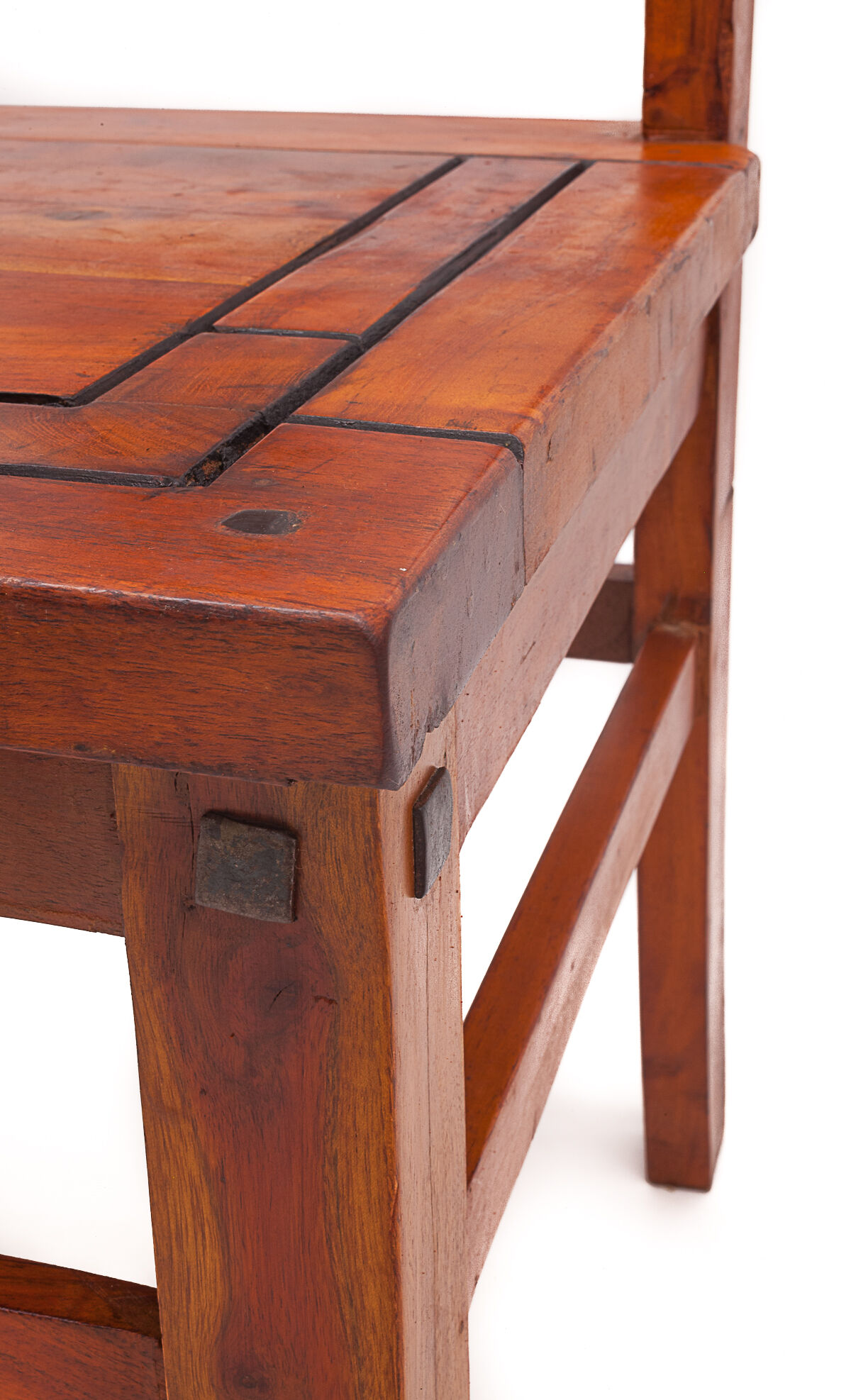 Set of 4 chairs in solid mahogany, vintage Art Nouveau, 1900