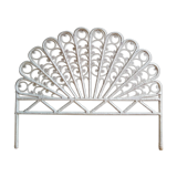 Peacock headboard white wicker