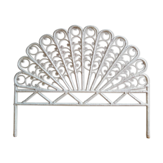 Peacock headboard white wicker