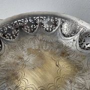 Openwork silver-plated metal fruit bowl or basket