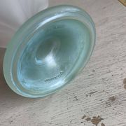 Set of 6 Art Deco dessert bowls in frosted glass with a gradient amber stem.