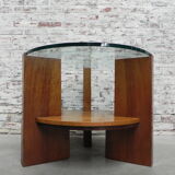 Art Deco coffee table with thick glass top