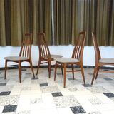 Set of 4 Model 'Eva' Dining Chairs by Niels Koefoed for Koefod Møbelfabrik, Denmark 1960s