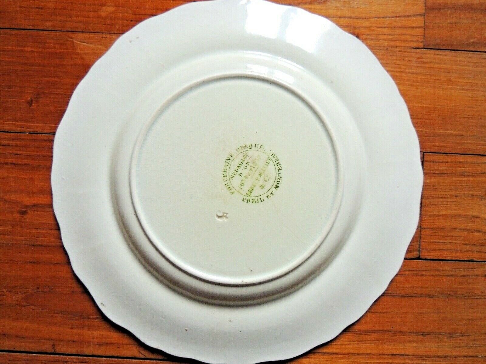Faience plate of Creil Montereau XIXth green and pink decoration