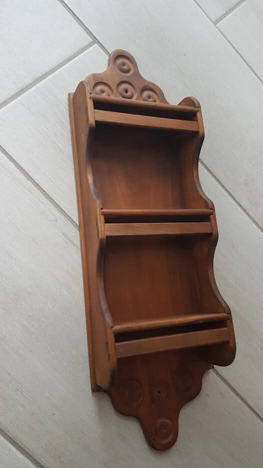 Handcrafted wooden spice rack 56 cm high
