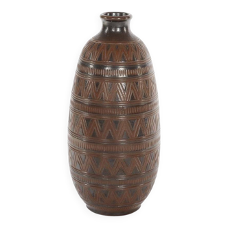 Scandinavian Modern Brown Stoneware Floor Vase by Arthur Andersson, Wallåkra
