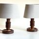 Pair of vintage wooden lamps