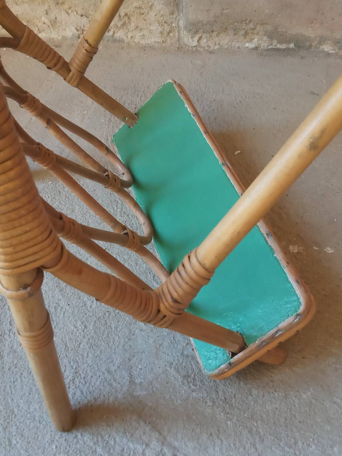 Rattan side table, magazine rack