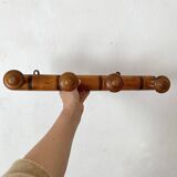 Antique turned wood wall coat rack