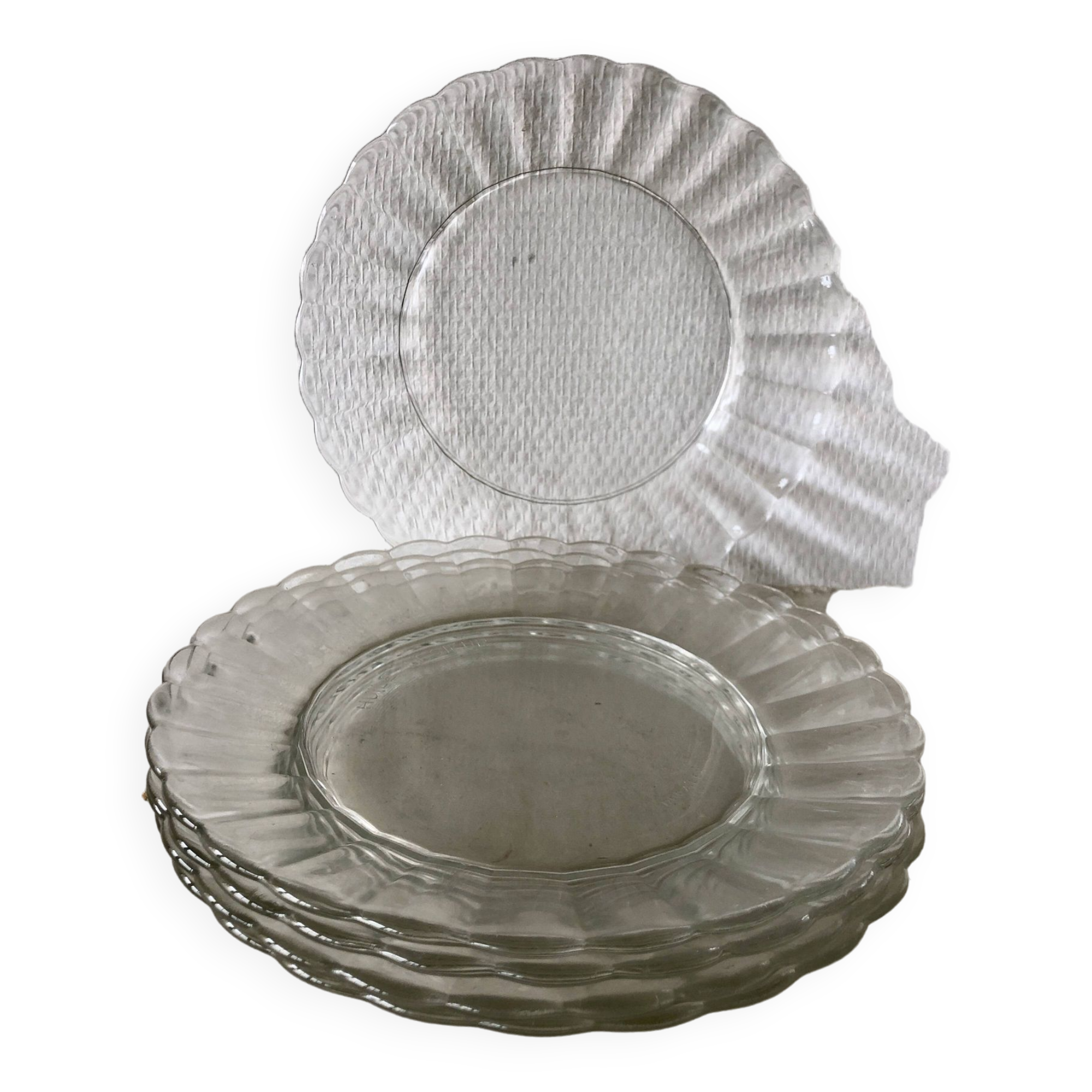 5 Duralex transparent dinner plates