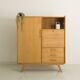 Oak desk cabinet with wardrobe space and fully pickled showcase, circa 60
