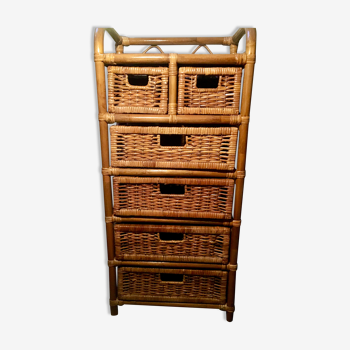 Rattan cabinet 6 baskets