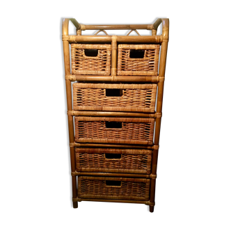 Rattan cabinet 6 baskets