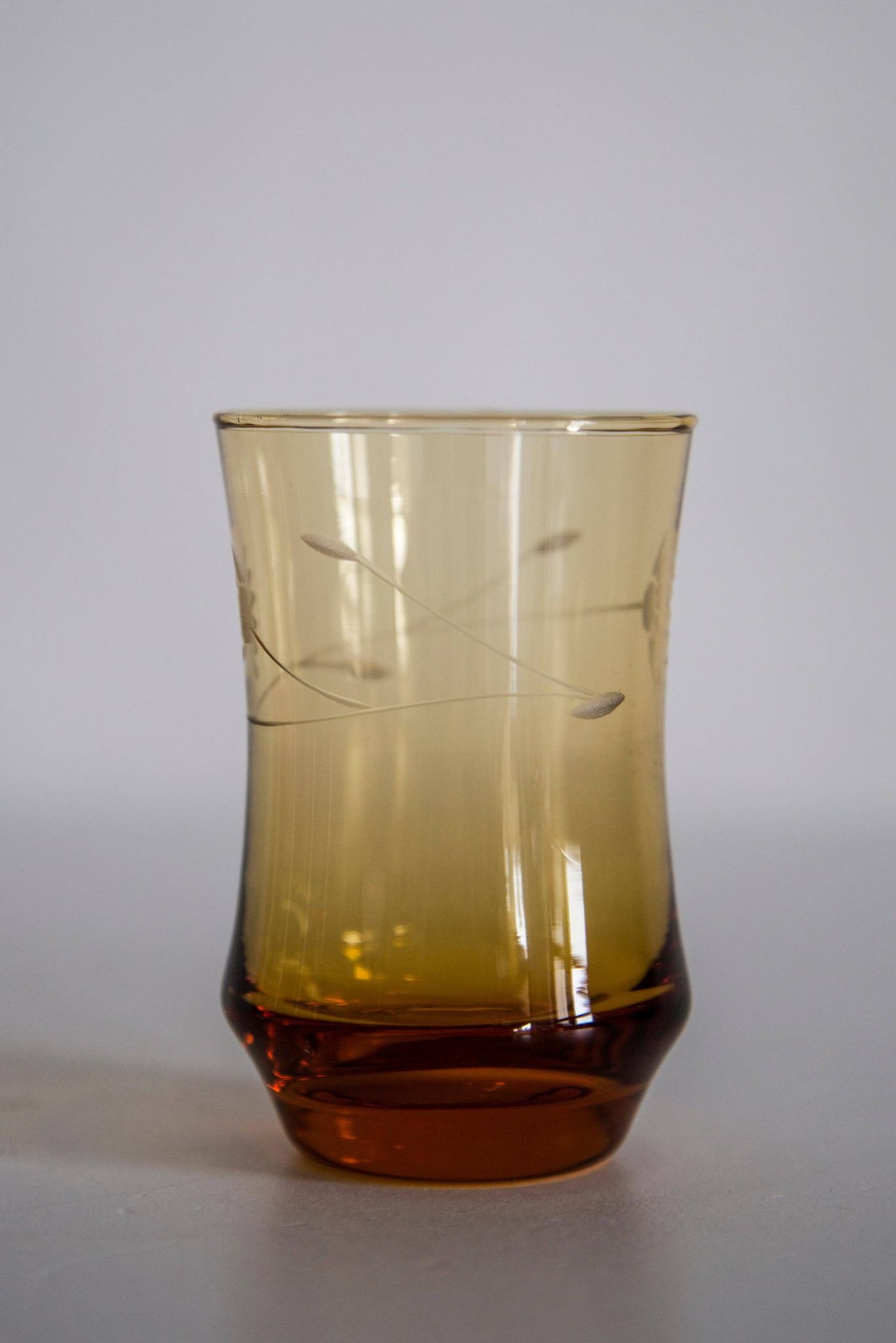 Set of five small yellow glasses from the mid-century, Europe, 1960s.