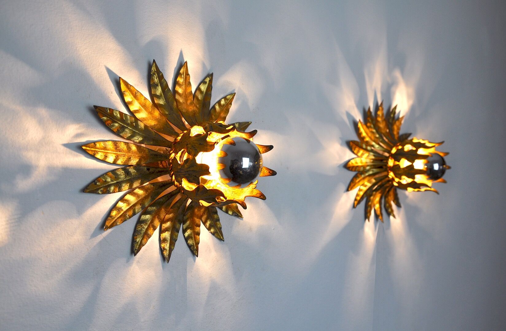 Paire d'appliques " Soleil" par Ferro Arte, midcentuy, Espagne