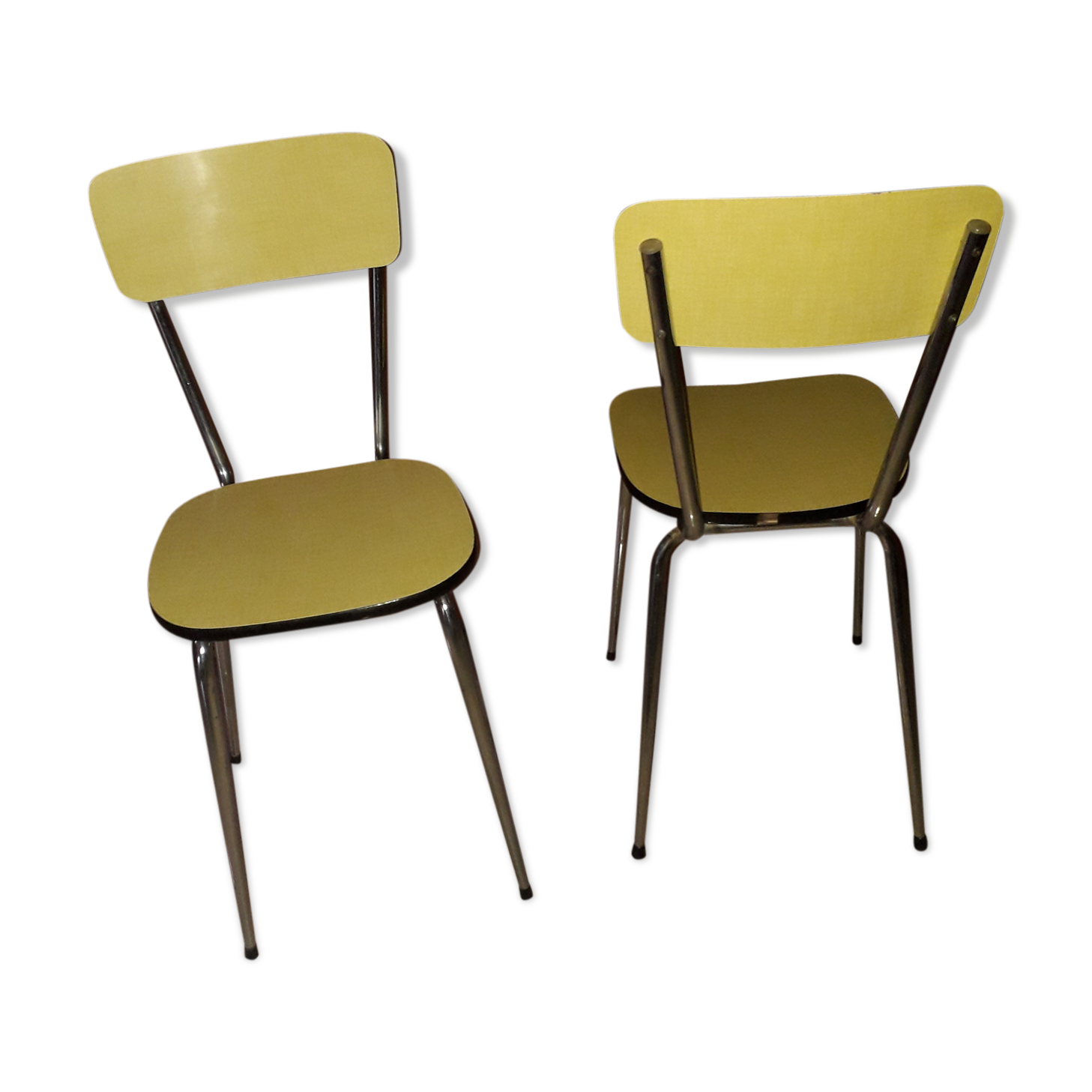 Paire de chaises en formica jaune  vintage