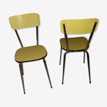 Pair of vintage yellow formica chairs