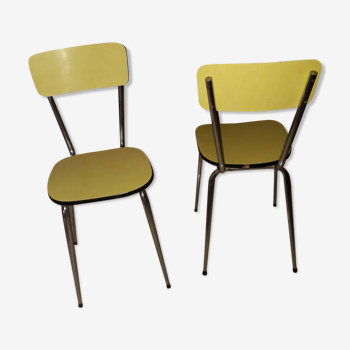 Paire de chaises en formica jaune  vintage