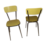 Paire de chaises en formica jaune  vintage