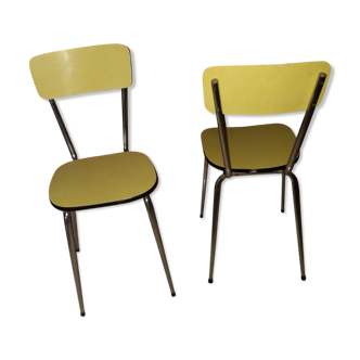 Pair of vintage yellow formica chairs